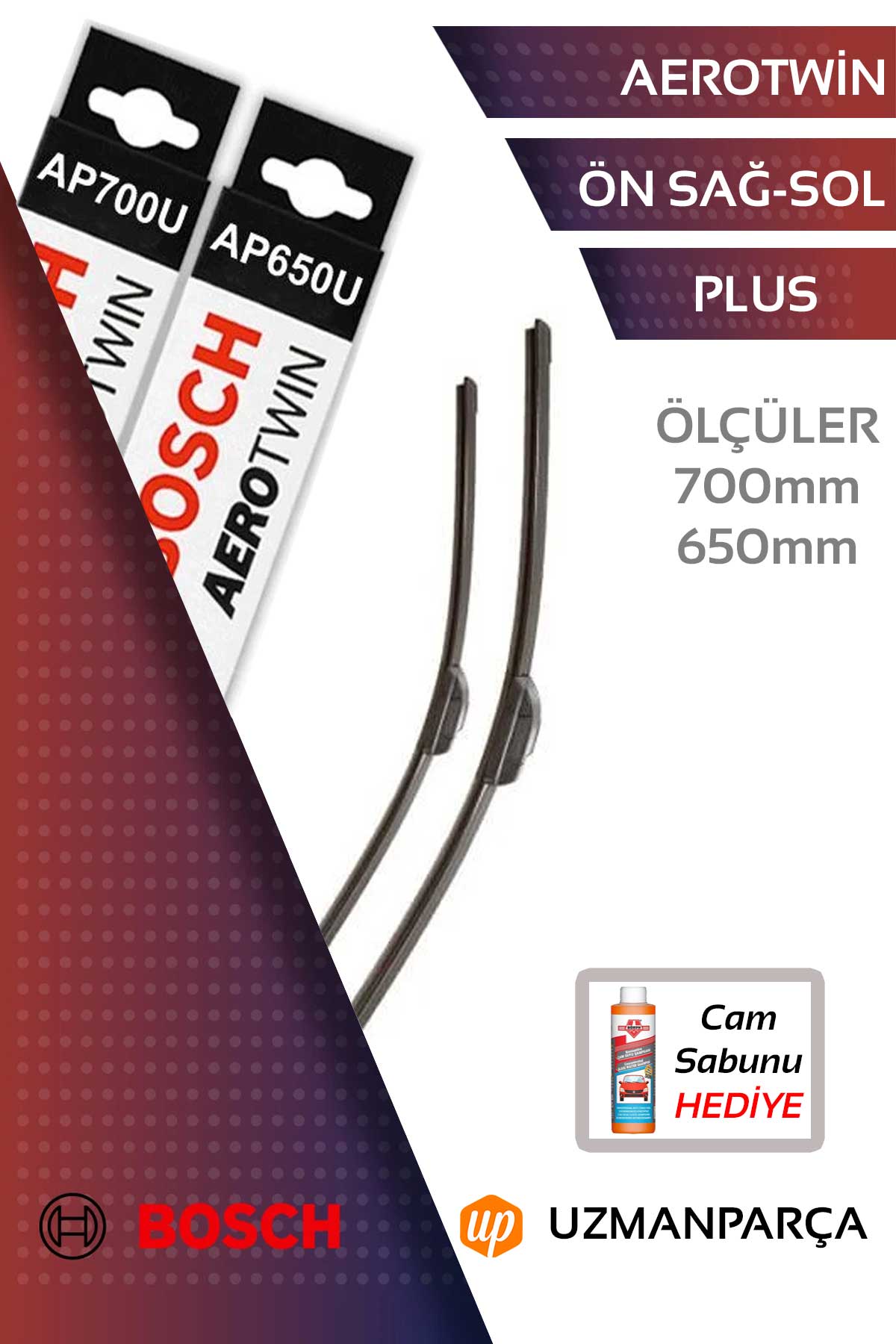 Peugeot 307 2005-2008 Muz Tipi Aerotwin Ön Silecek Takımı Bosch