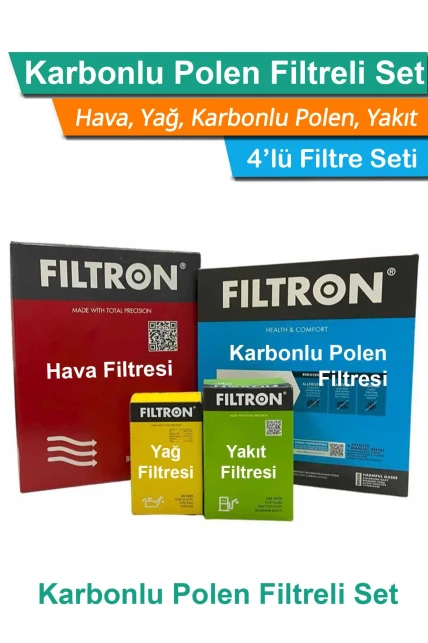 Citroen C2 1.4 HDI Dizel Filtron Filtre Bakım Seti 2004-2008 Hava+Yağ+Yakıt+Karbonlu Polen