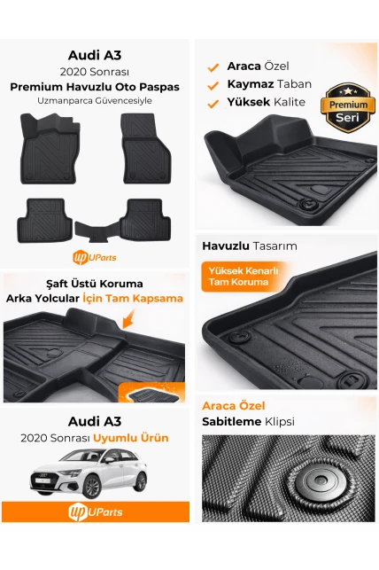 Audi A3 2021-2025 Havuzlu Paspas Takımı UParts