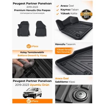 Peugeot Partner Panelvan 2019-2023 Havuzlu Paspas Takımı UParts