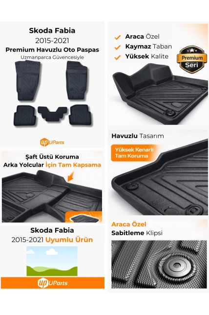 Skoda Fabia 2015-2021 Havuzlu Paspas Takımı UParts
