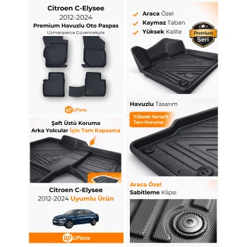 Citroen C-Elysee 2012-2024 Havuzlu Paspas Takımı UParts