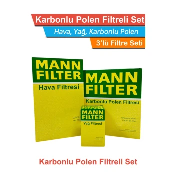 Mitsubishi Colt 1.5 Benzinli 109HP MANN Filtre Bakım Seti 2005-2012 Hava+Yağ+Karbonlu Polen