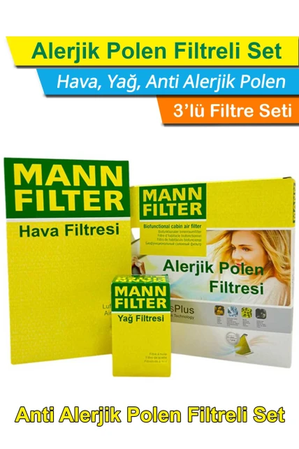 Peugeot Expert 1.5 BlueHDI MANN Filtre Bakım Seti Hava+Yağ+A.Alerjik Polen
