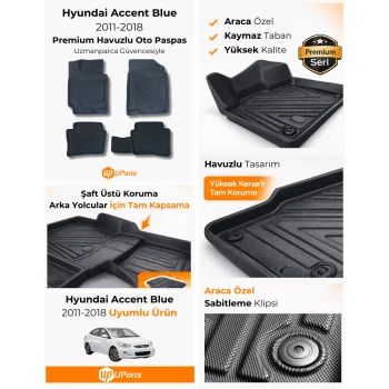 Hyundai Accent Blue 2011-2018 Havuzlu Paspas Takımı UParts