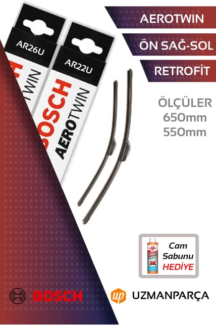 Mercedes A Serisi W168 1998-2004 Muz Tipi Aerotwin Ön Silecek Takımı Bosch AR26U+AR22U
