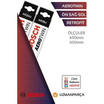 Renault Kadjar 2015-2022 Muz Tipi Aerotwin Retrofit Ön Silecek Takımı Bosch AR26U+AR18U