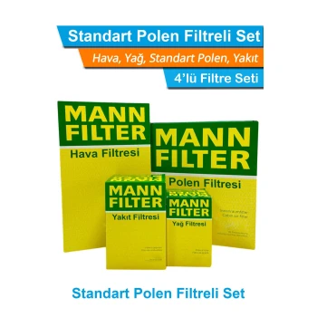 Peugeot 2008 1.5 BlueHDI MANN Filtre Bakım Seti 2019 Sonrası Hava+Yağ+Yakıt+Standart Polen