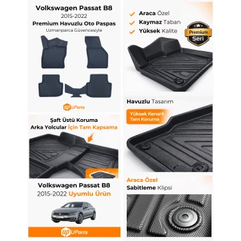 Volkswagen Passat 2015-2022 Havuzlu Paspas Takımı UParts