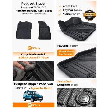 Peugeot Bipper Panelvan 2008-2017 Havuzlu Paspas Takımı UParts