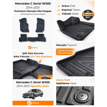 Mercedes C Serisi W205 2014-2021 Havuzlu Paspas Takımı UParts