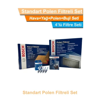Ford Focus 2 1.6 Benzinli Bosch Filtre Bakım Seti 2008-2011 Hava+Yağ+Standart-Polen+Buji-Seti