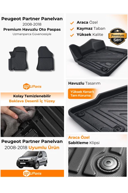 Peugeot Partner Panelvan 2008-2018 Havuzlu Paspas Takımı UParts