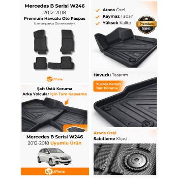 Mercedes B Serisi W246 2012-2018 Havuzlu Paspas Takımı UParts