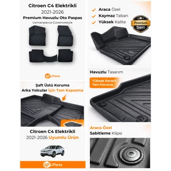 Citroen C4 Elektrikli 2021-2026 Havuzlu Paspas Takımı UParts