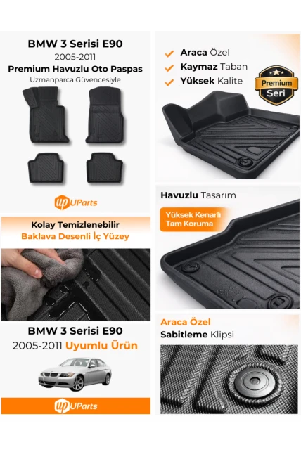 BMW 3 Serisi 2005-2011 Havuzlu Paspas Takımı UParts