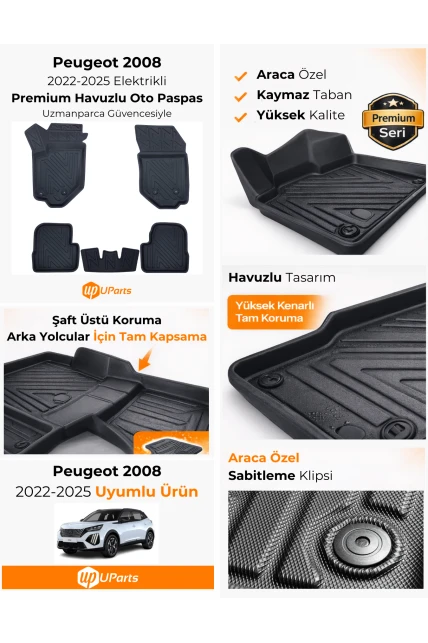 Peugeot 2008 2022-2025 Elektrikli Havuzlu Paspas Takımı UParts