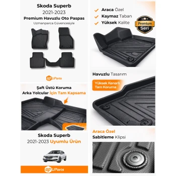 Skoda Superb 2021-2023 Havuzlu Paspas Takımı UParts