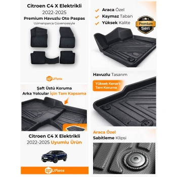 Citroen C4X 2022-2026 Elektrikli Havuzlu Paspas Takımı UParts