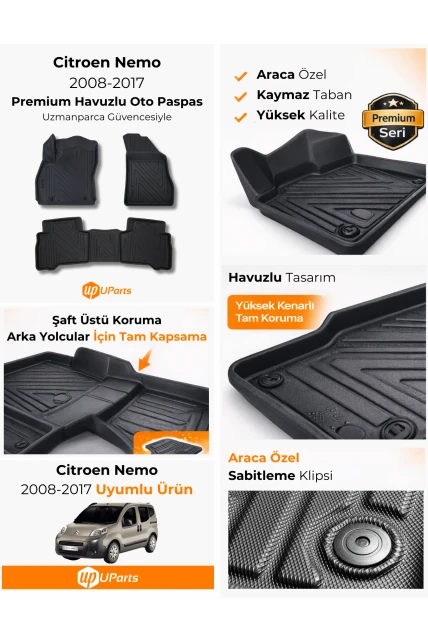 Citroen Nemo 2008-2017 Havuzlu Paspas Takımı UParts