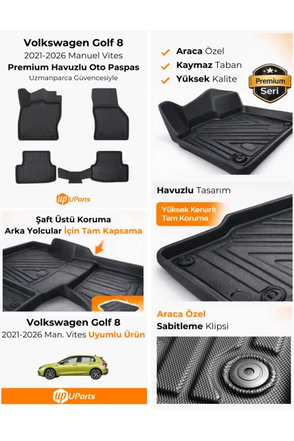 Volkswagen Golf 2021-2026 Manuel Vites Havuzlu Paspas Takımı UParts
