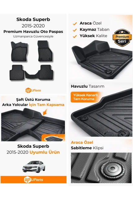 Skoda Superb 2015-2020 Havuzlu Paspas Takımı UParts