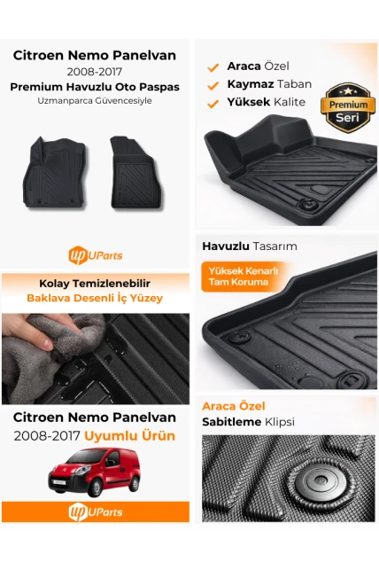 Citroen Nemo Panelvan 2008-2017 Havuzlu Paspas Takımı UParts