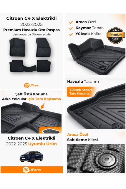 Citroen C4X 2022-2026 Elektrikli Havuzlu Paspas Takımı UParts