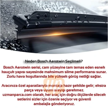  Tüm Araçlar  Muz Tipi Aerotwin Ön Silecek Takımı Bosch