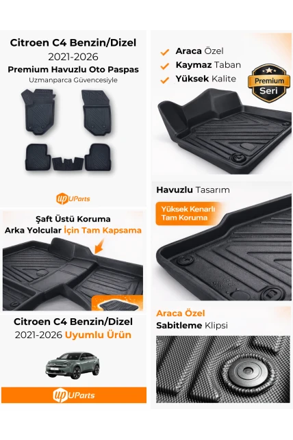 Citroen C4 Benzinli / Dizel 2021-2026 Havuzlu Paspas Takımı UParts