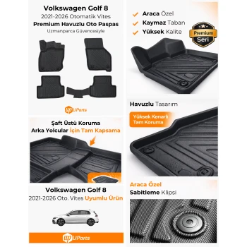 Volkswagen Golf 2021-2026 Otomatik Vites Havuzlu Paspas Takımı UParts