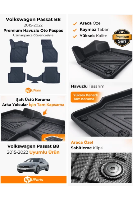 Volkswagen Passat 2015-2022 Havuzlu Paspas Takımı UParts