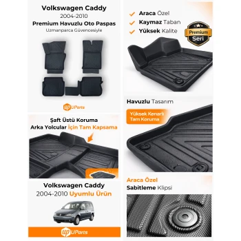 Volkswagen Caddy 2004-2010 Havuzlu Paspas Takımı UParts