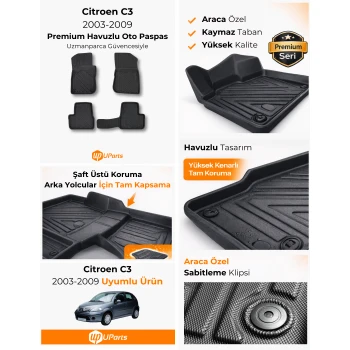 Citroen C3 2003-2009 Havuzlu Paspas Takımı UParts