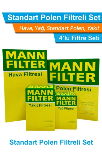VW Polo 1.4 16V AHW MANN Filtre Bakım Seti 2000-2002 Hava+Yağ+Yakıt+Standart Polen