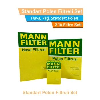 Peugeot 2008 1.5 BlueHDI MANN Filtre Bakım Seti 2019 Sonrası Hava+Yağ+Standart Polen
