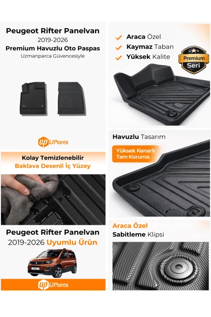 Peugeot Rifter Panelvan 2019-2026 Havuzlu Paspas Takımı UParts
