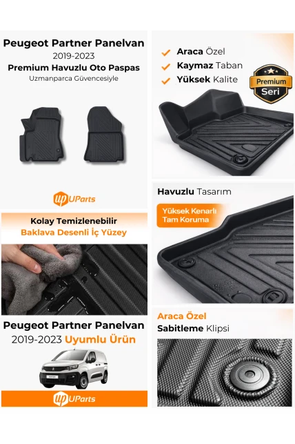 Peugeot Partner Panelvan 2019-2023 Havuzlu Paspas Takımı UParts