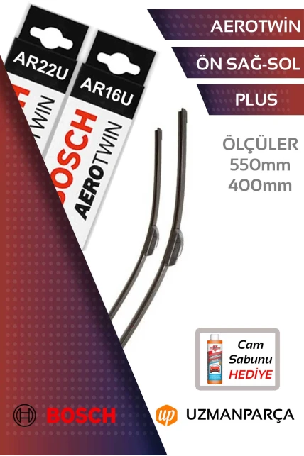 Bosch 3397008537+3397008530 Ön Silecek Seti 550 mm + 400 mm Muz Tipi Aerotwin Ön Silecek Seti