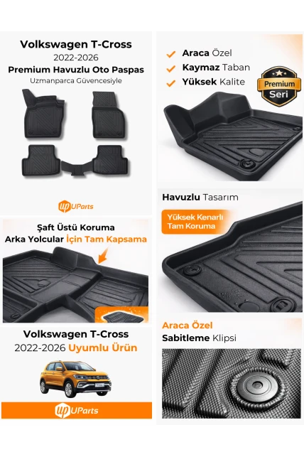 Volkswagen T-Cross 2022-2026 Havuzlu Paspas Takımı UParts