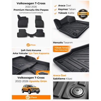 Volkswagen T-Cross 2022-2026 Havuzlu Paspas Takımı UParts