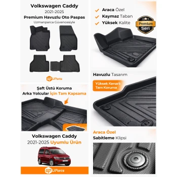 Volkswagen Caddy 2021-2025 Havuzlu Paspas Takımı UParts
