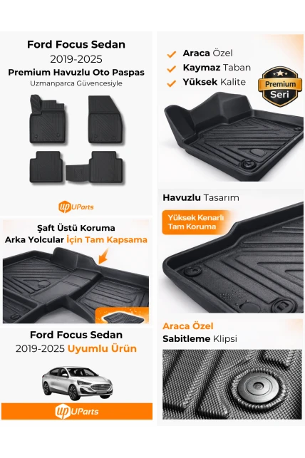 Ford Focus 2019-2025 Sedan Havuzlu Paspas Takımı UParts