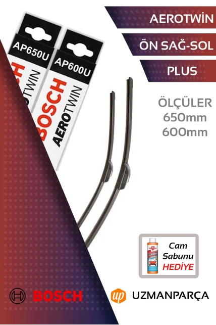 Bosch 3397006952+3397006951 650 mm + 600 mm Muz Tipi Aerotwin Ön Silecek Seti AP650U+AP600U