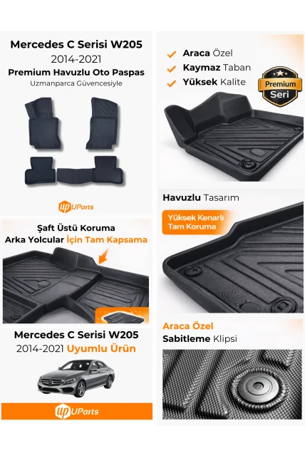 Mercedes C Serisi W205 2014-2021 Havuzlu Paspas Takımı UParts