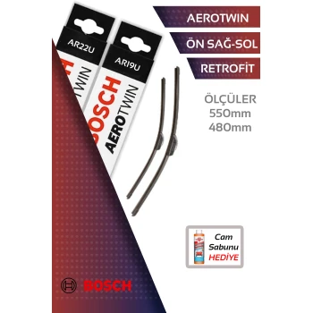 Ssangyong Kyron 2008-2012 Muz Tipi Aerotwin Retrofit Ön Silecek Takımı Bosch AR22U+AR19U