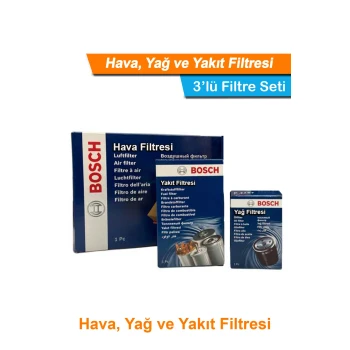 Mitsubishi L200 2.5 Dizel Bosch Filtre Bakım Seti 1997-2006 Hava+Yağ+Yakıt Filtresi