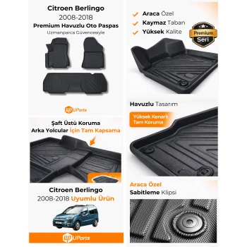 Citroen Berlingo 2008-2018 Havuzlu Paspas Takımı UParts
