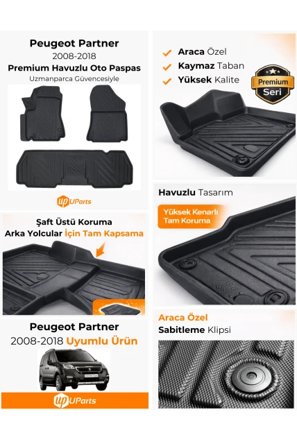 Peugeot Partner 2008-2018 Havuzlu Paspas Takımı UParts