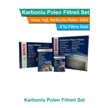 Mercedes C240 W203 Bosch Filtre Bakım Seti 2000-2005 Hava+Yağ+Yakıt+Karbonlu Polen